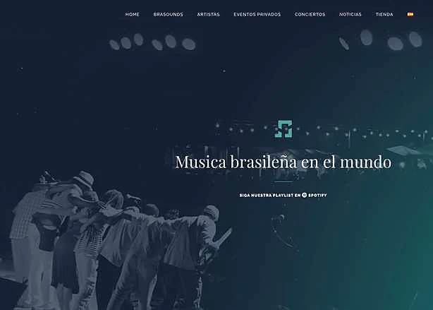 Página inicial da Brasounds, produtora musical em Barcelona